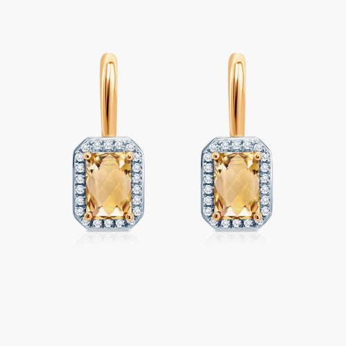 Kolczyki Savicki: złote, cytryny, diamenty